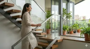 Aluarmors glass railing for balcony and staircase in Sonipat NCR