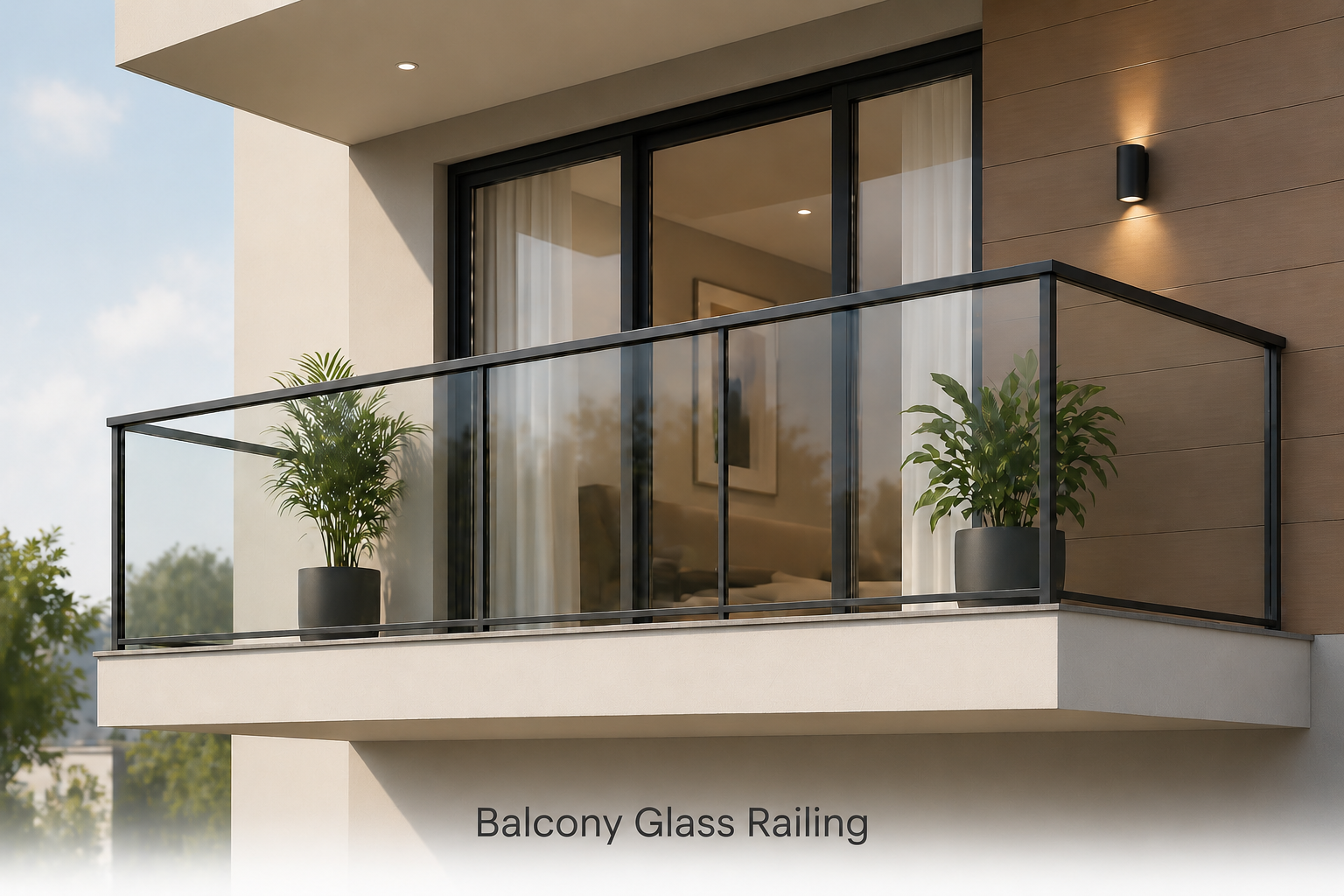 Modern balcony glass railing installation in Sonipat Haryana